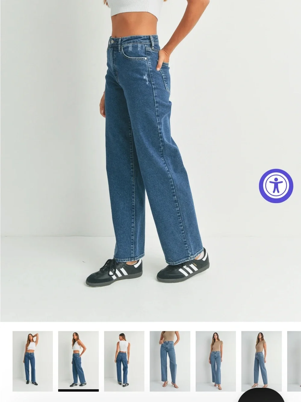 Just Black Classic Dark Blue Wide-Leg Jeans - Picture 2 of 6